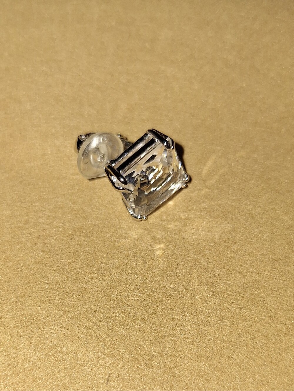 NWT Swarovski Clear Crystal Square Stud Earring Clip-On
